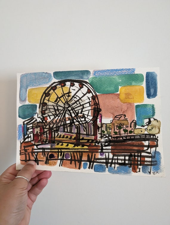 Original Art Santa Monica Pier  - California Classic Scenes Pier