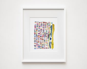Upper East Side Map Print: Abstract Collage Illustration