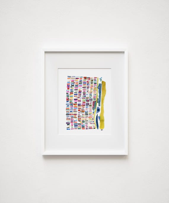 Upper East Side Map Collage - Print and Framed - New York City Abstract Illustration Cut Outs