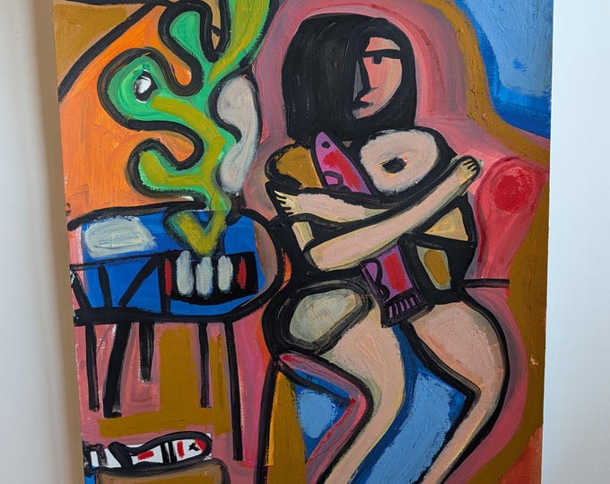 Original Acrylic Painting on Paper: Abstract Art, "What Kind of Fish" (18x24)