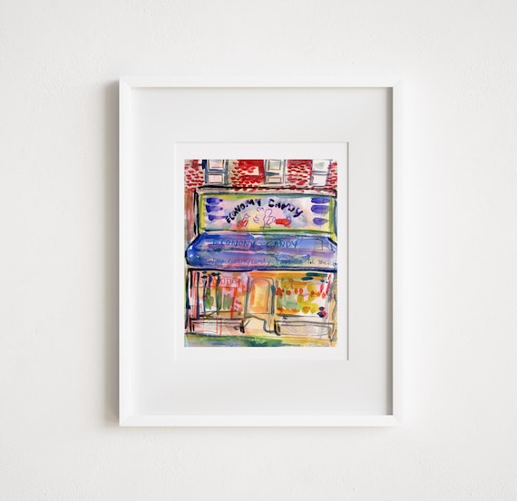 Economy Candy - Print and Framed - Watercolor New York City Urban Sketch