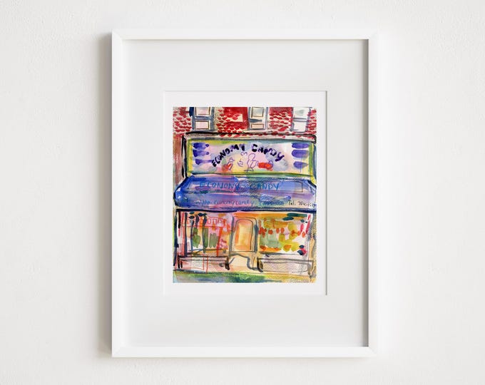 Economy Candy - Print and Framed - Watercolor New York City Urban Sketch