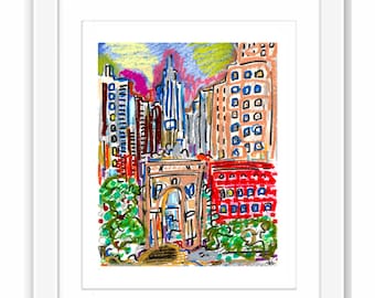 Washington Square Park Print: Colorful Manhattan Arch, New York City