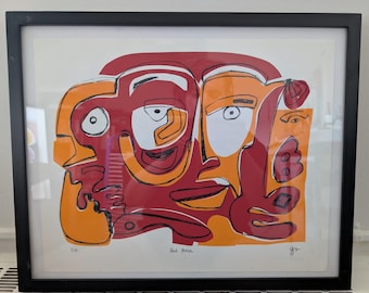 Original Limited Silkscreen Print 1/10 - Printmaking on Paper - Abstract Illustrative Figurative Woman Face