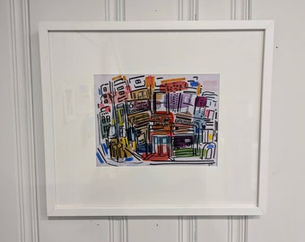 Framed Original City Watercolor - Lexington Candy Shop - New York City Old Storefront Mixed Media Paintings