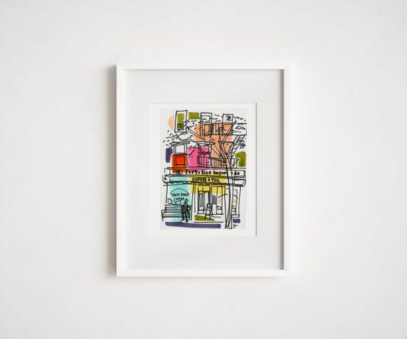 Greenwich Village Watercolor Print: Porto Rico Importing, Bleeker Street Manhattan Street Scene
