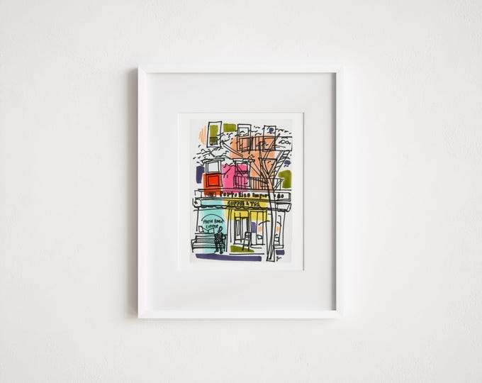 Greenwich Village Watercolor Print: Porto Rico Importing, Bleeker Street Manhattan Street Scene