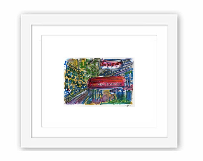 Union Square Cafe Watercolor Print: NYC Street Scene Illustration