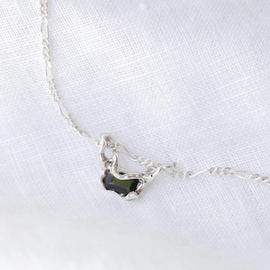 Handmade Sterling Silver Pendant with Forest Green Tourmaline, Raw Organic Necklace, One of a Kind Jewelry