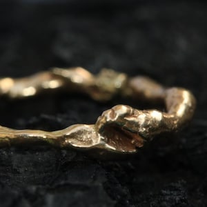 Hand-Forged Raw 14k Gold Ring | Organic Textured Band, Minimalist One of a Kind Jewelry