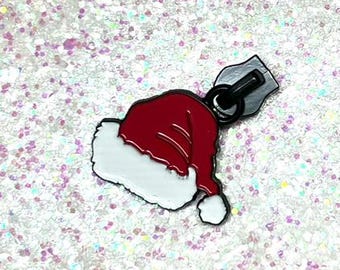 Santa Hat Zipper Pull, Red Enamel #5 Zipper