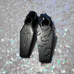 Batty Coffin Double Sided #5 Zipper Pull *Set of 4*