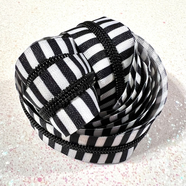 NEW* Zebra Black and White Stripe #5 Zipper Tape 3 Yard Package