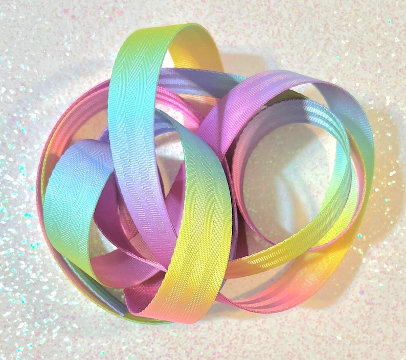 1" Pastel Rainbow Nylon Webbing By THE YARD! image 1