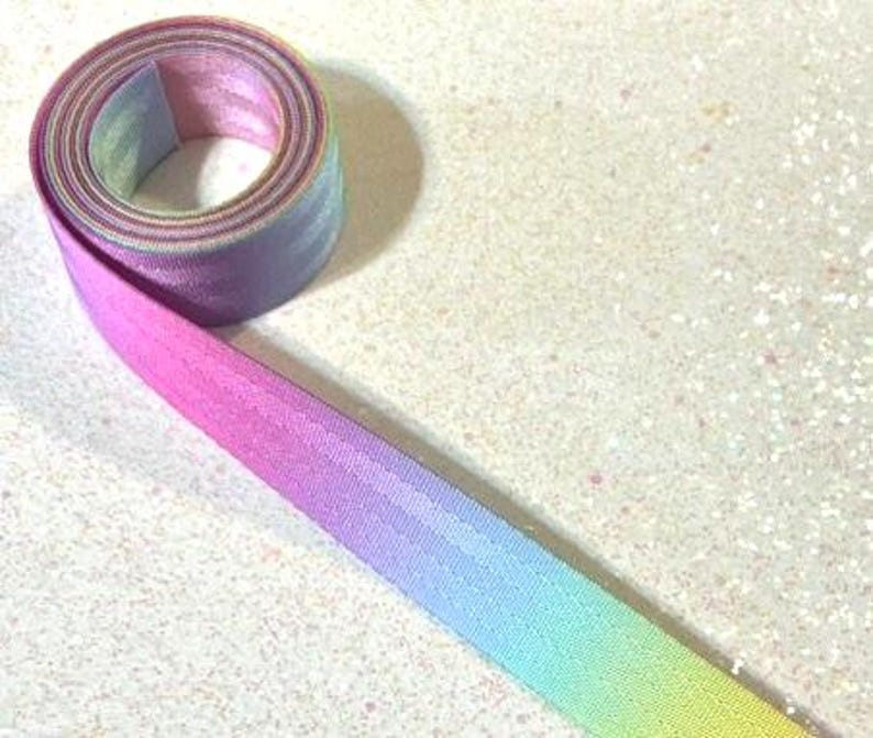 1" Pastel Rainbow Nylon Webbing By THE YARD! image 2