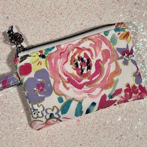Pink Pastel Small Zipper Pouch Coin Purse Card Pouch Lipstick Cosmetic Pouch