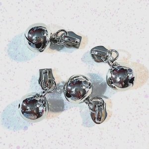 Jingle Bell Silver #5 Zipper Pulls *Set of 4*