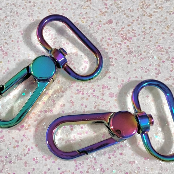 Rainbow Swivel Clasps Snaps Lobster Hook 1 inch *Set of 2*