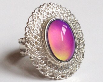 Empress of Atlantis - Mood Ring - 14x10 mm - Sterling Silver 925 Mood Ring