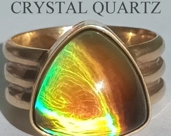 Lord of Lightning - Mood Ring - 15 mm - Sterling Silver 925 (pure or gold plated) - AAA Crystal Quartz - world premiere