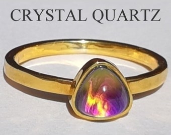 The Little Lord - Mood Ring - 6 mm - 24k Gold Plated Sterling Silver 925 - AAA Crystal Quartz - world premiere