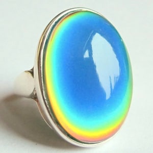Silver Ring of Wishes - Mood Ring - 25x18 mm - Sterling Silver 925