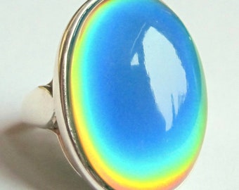 Silver Ring of Wishes - Mood Ring - 25x18 mm - Sterling Silver 925