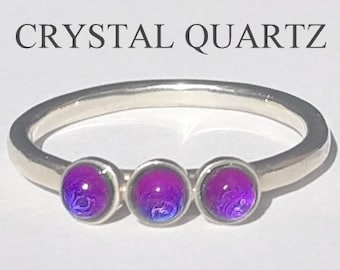 Three Wishes - Mood Ring - 4 mm - Sterling Silver 925 - AAA Crystal Quartz - world premiere