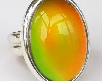 Silver Fountain of Youth - Mood Ring - 25x18 mm - Sterling Silver 925