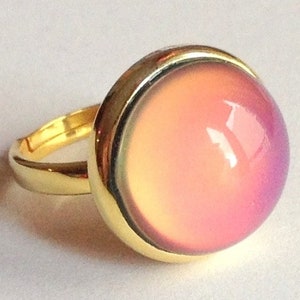 Rising Sun - Mood Ring - Adjustable - 16 mm - 24k Gold Plated Sterling Silver 925