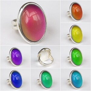 Silver Fountain of Youth Mood Ring 25x18 Mm Sterling - Etsy