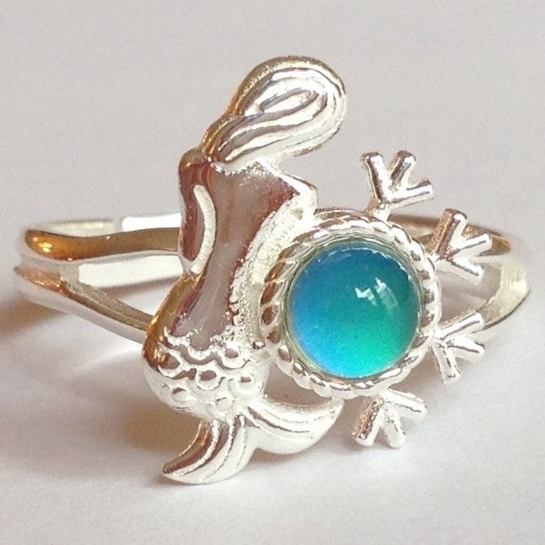 Princess of the Ocean Mood Ring Adjustable 5 mm Sterling Silver 925 image 1