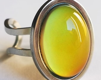 Royal Mood - Mood Ring - Adjustable - 18x13 mm - Stainless Steel