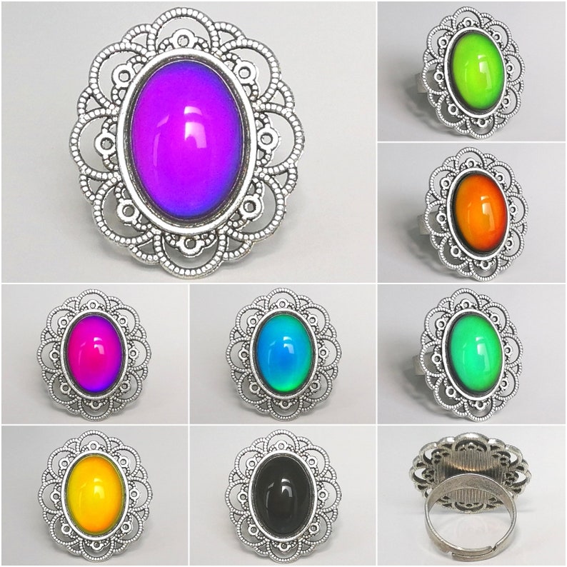 Adjustable Mood Ring 18x13 mm Brass Venus of the 7 Lands