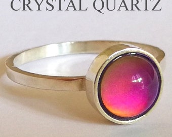 Duchess of the Silver Light - Mood Ring - 8 mm - Sterling Silver 925 - AAA Crystal Quartz  - world premiere