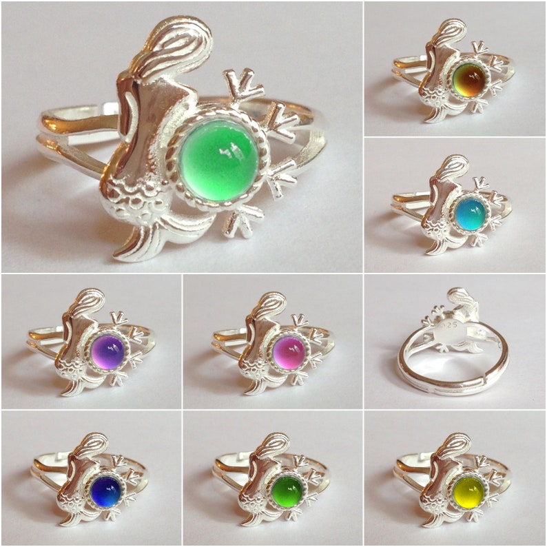 Princess of the Ocean Mood Ring Adjustable 5 mm Sterling Silver 925 image 2