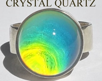 Sun of Antares - Mood Ring - 14 mm - Sterling Silver 925 (pure or gold plated) - AAA Crystal Quartz - world premiere