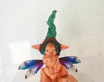 bebe de hada mini fate fee fata fata elf piccolo bamini ragazza bambola bjd blythe bambola fimo argilla bambino ooak mini scultura
