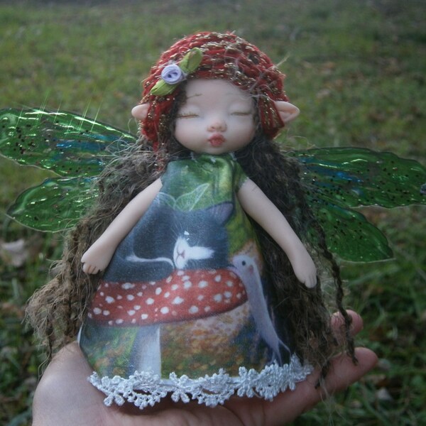 Hada bosque, muñeca de barro, arte muñeca, muñeca desechables, hada mágica