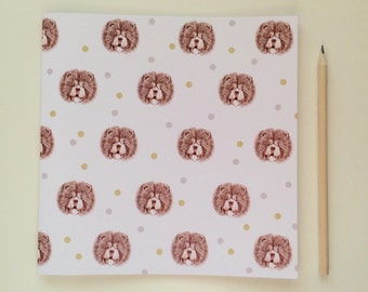Recycled Illustrated Chow Chow Square Notebook - Large