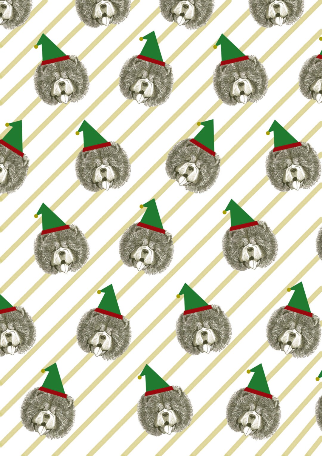 Illustrated Christmas Elf Chow Chow Gift Wrap - Etsy