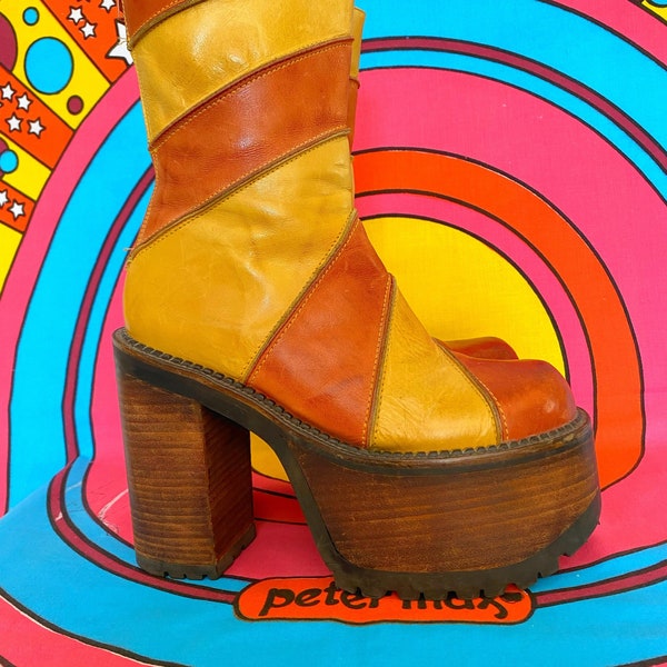 Rare Mega Platform Chunky Boots Y2K 70s 90s