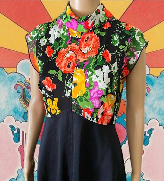 Vintage 60s Floral Mod Flower Power Mini Dress