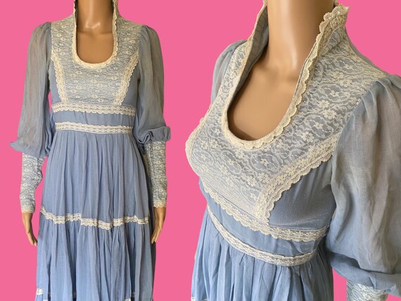 Gunne Sax Vintage Jessica McClintock Bishop Sleev… - image 2