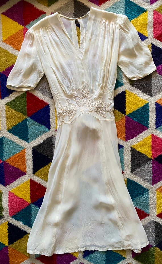 1990s vintage bias cut evening wedding dress, Silk 1940 style gown, blush silk sheath slip dress
