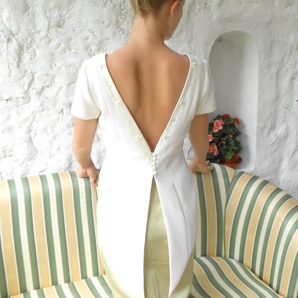 Ivory blouse, ivory top, tailed back top, event, wedding, beaded, high fashion
