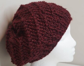 Satin lined knit winter hat Adun Spiral stitch beanie| Satin lined beanie sale