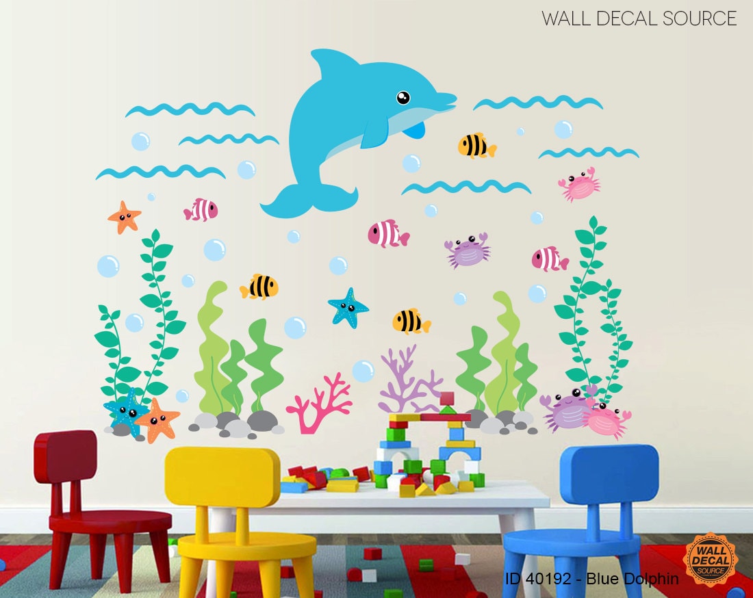 Under The Sea Vinyl Stickers Dolphin and Fish Ocean Wall Etsy
