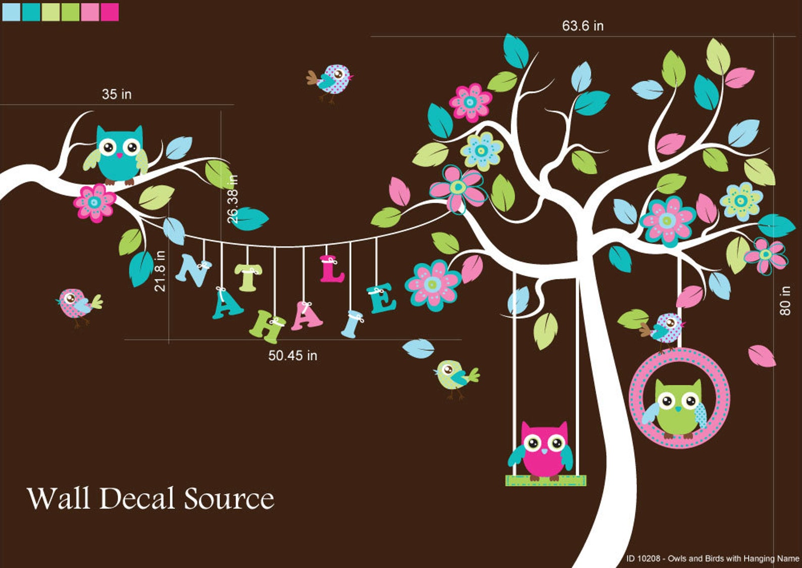 Nursery Tree Decal Custom Name Decal Hanging Name Wall Etsy
