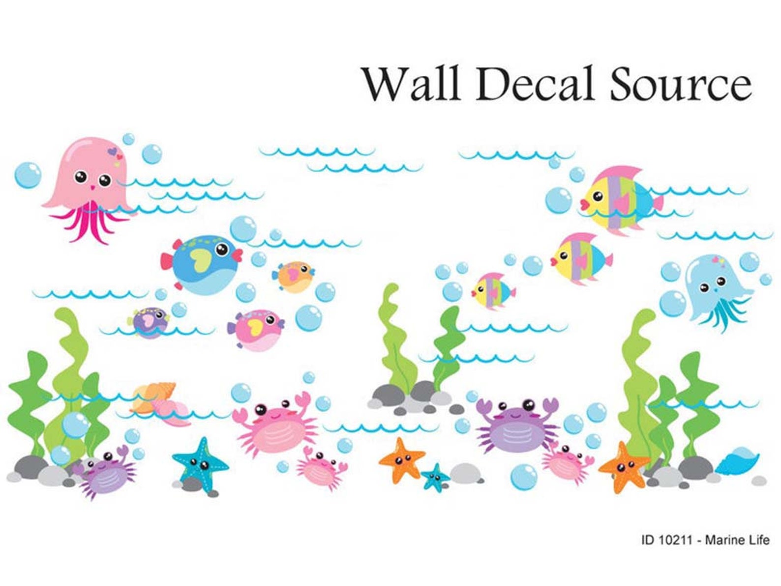 Under the Sea Vinyl Stickers Fish and Sea Creatures Wall Etsy